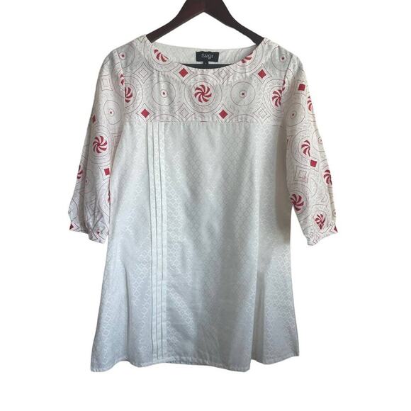 Women Tunic Top L Abstract Geometric Artsy Boho Dainty Fairy Chic‎ Desi Fashion - Picture 1 of 8